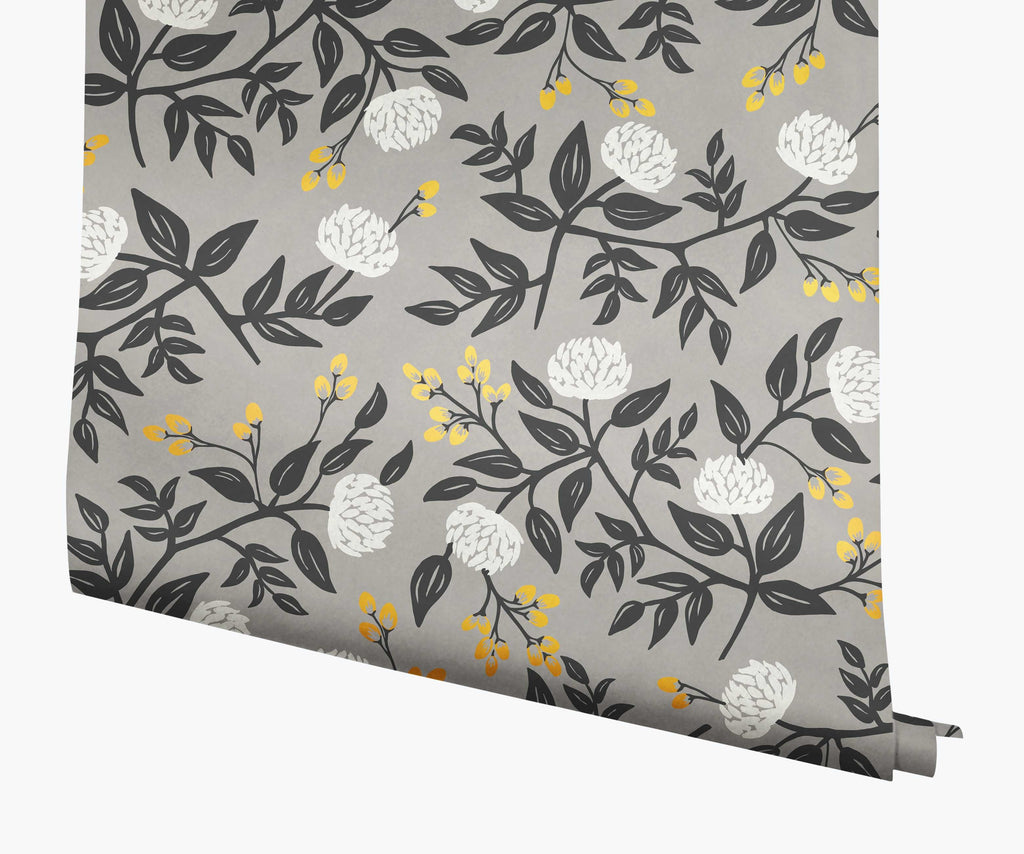 Cloverpaperco™ - Peonies Wallpaper - Grey