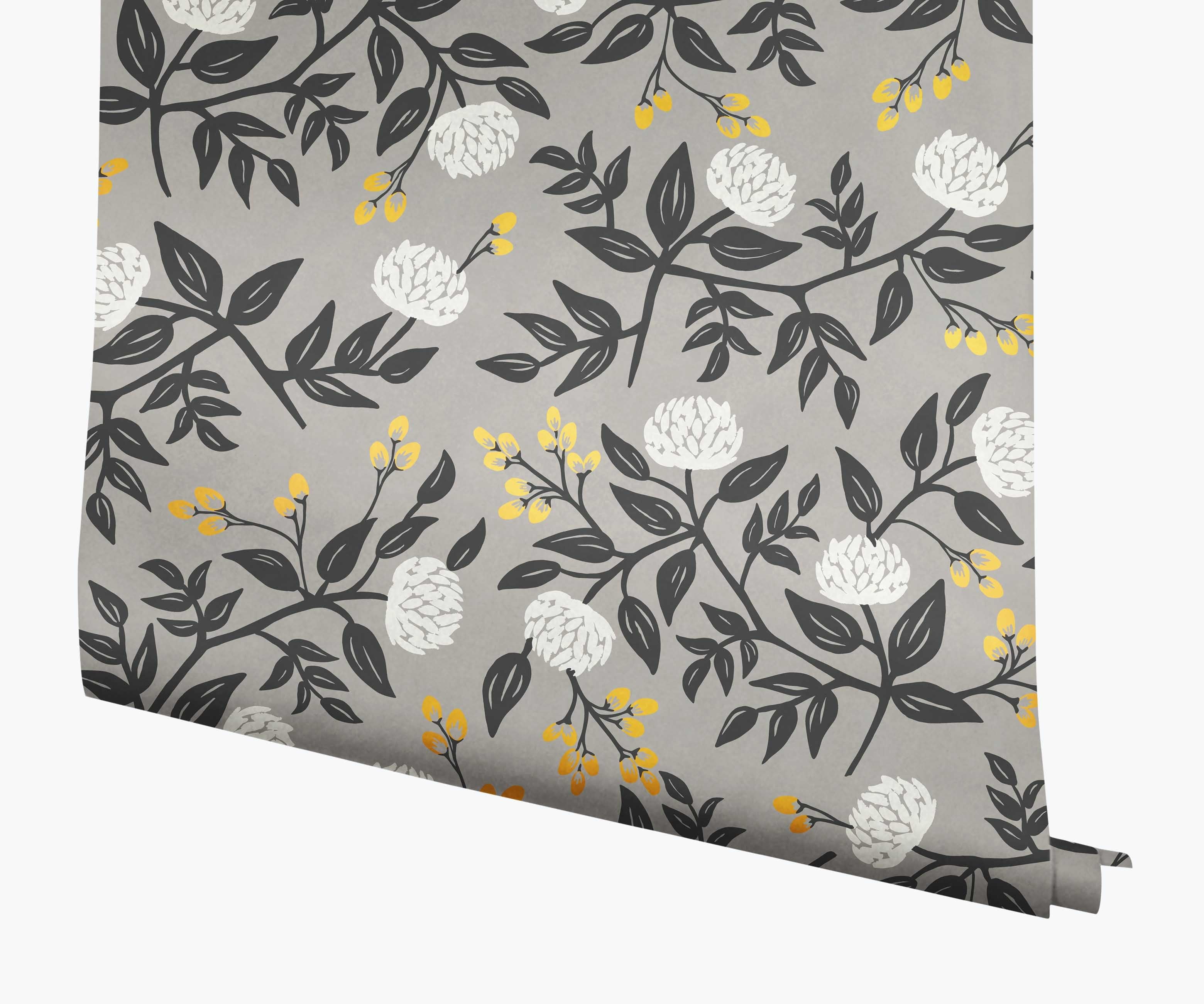 Cloverpaperco™ - Peonies Wallpaper - Grey