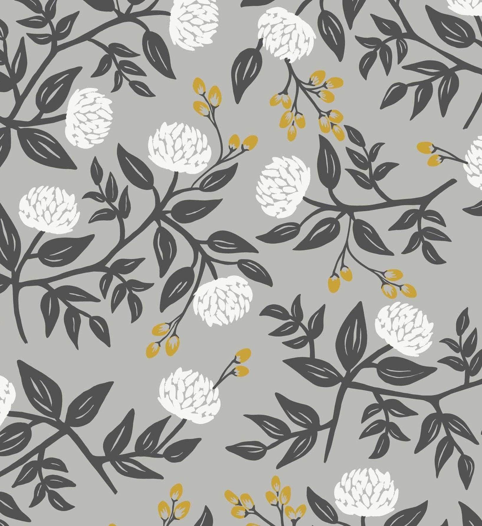 Cloverpaperco™ - Peonies Wallpaper - Grey