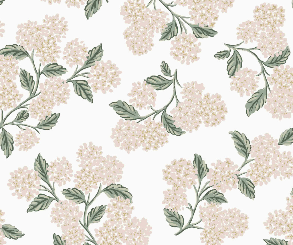 Cloverpaperco™ - Hydrangea Wallpaper - White & Blush