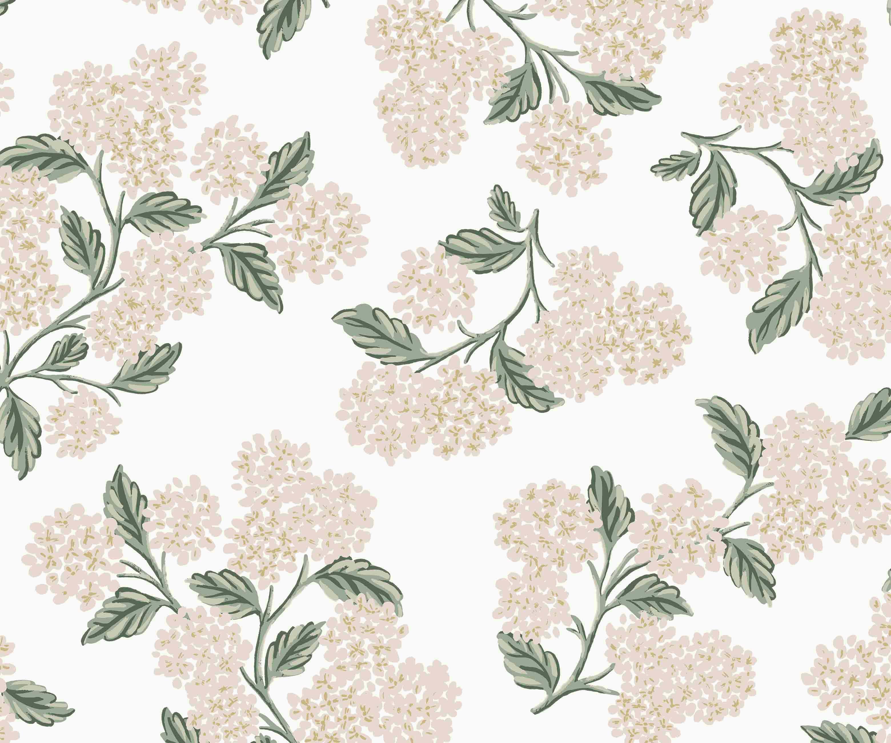 Cloverpaperco™ - Hydrangea Wallpaper - White & Blush