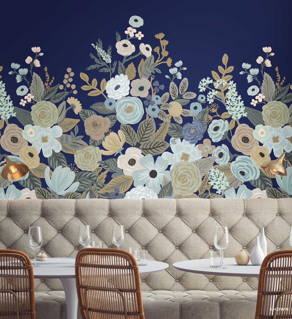 Cloverpaperco™ - Garden Party Wallpaper Mural - Navy