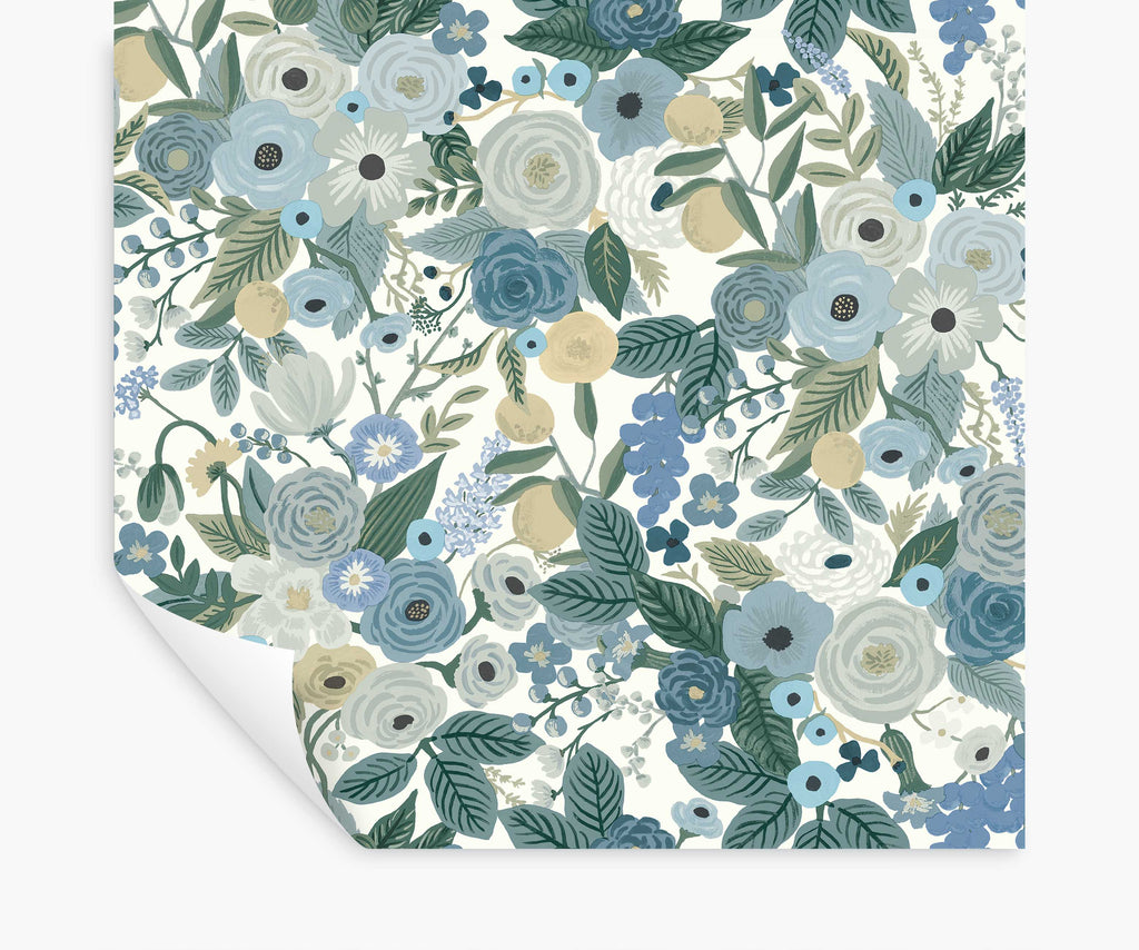 Cloverpaperco™ - Garden Party Peel & Stick Wallpaper - Indigo Multi