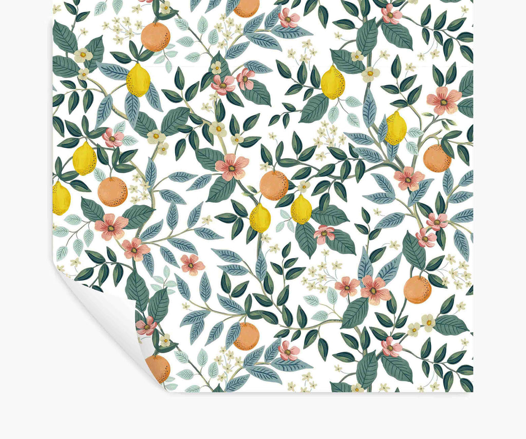 Cloverpaperco™ - Citrus Grove Peel & Stick Wallpaper - White