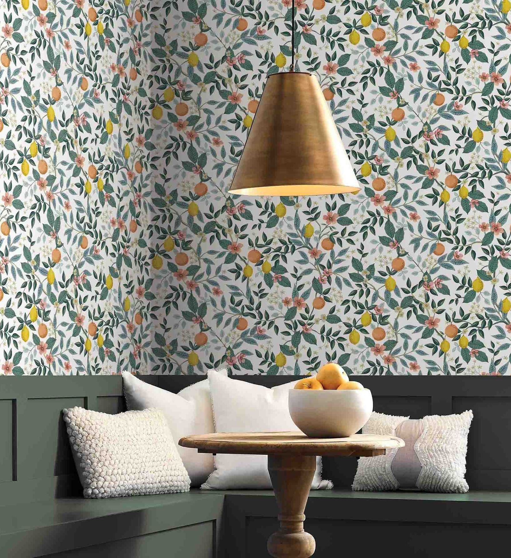 Cloverpaperco™ - Citrus Grove Peel & Stick Wallpaper - White