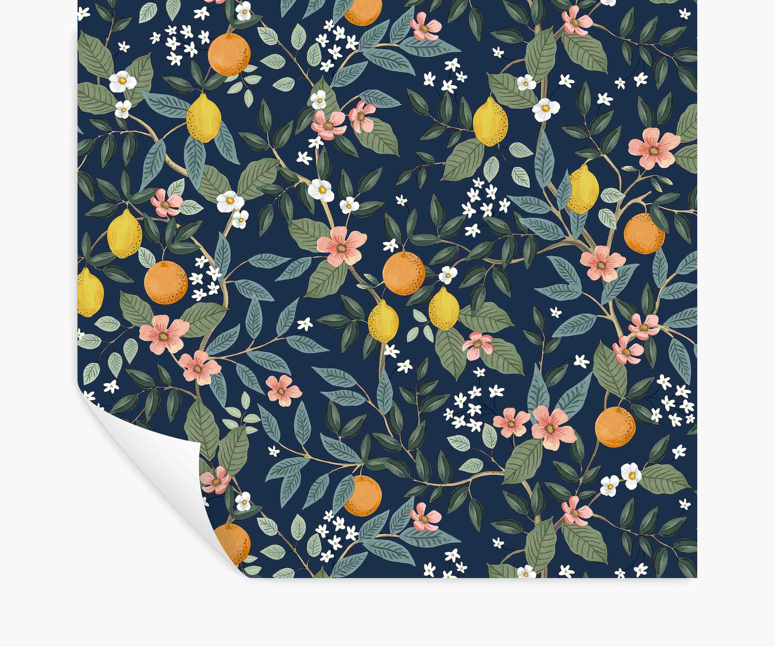 Cloverpaperco™ - Citrus Grove Peel & Stick Wallpaper - Navy