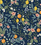 Cloverpaperco™ - Citrus Grove Peel & Stick Wallpaper - Navy