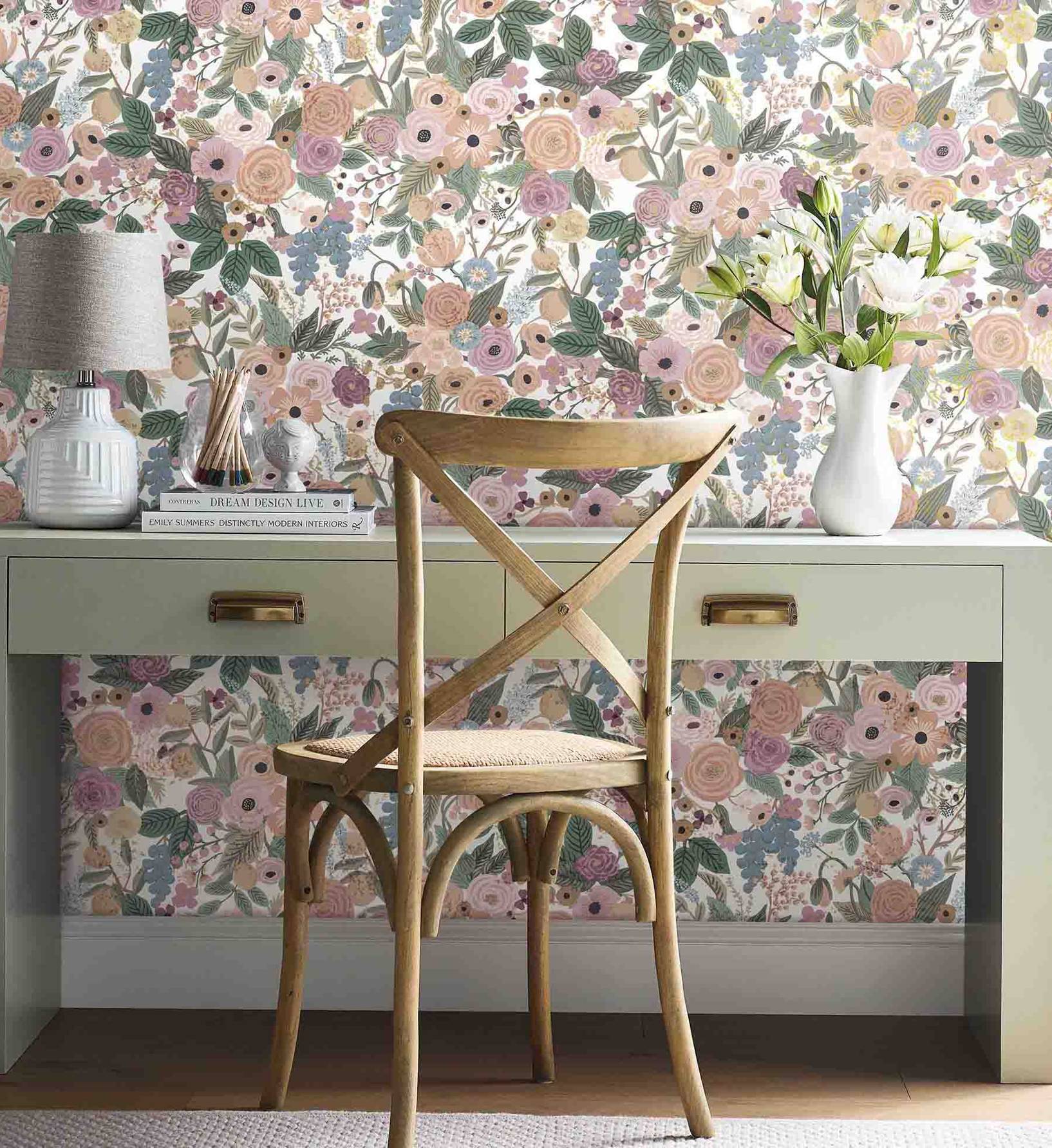 Cloverpaperco™ - Garden Party Peel & Stick Wallpaper - Blush Multi