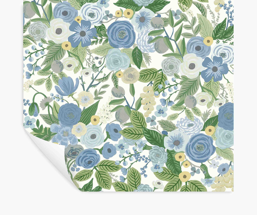 Cloverpaperco™ - Garden Party Peel & Stick Wallpaper - Blue & Green