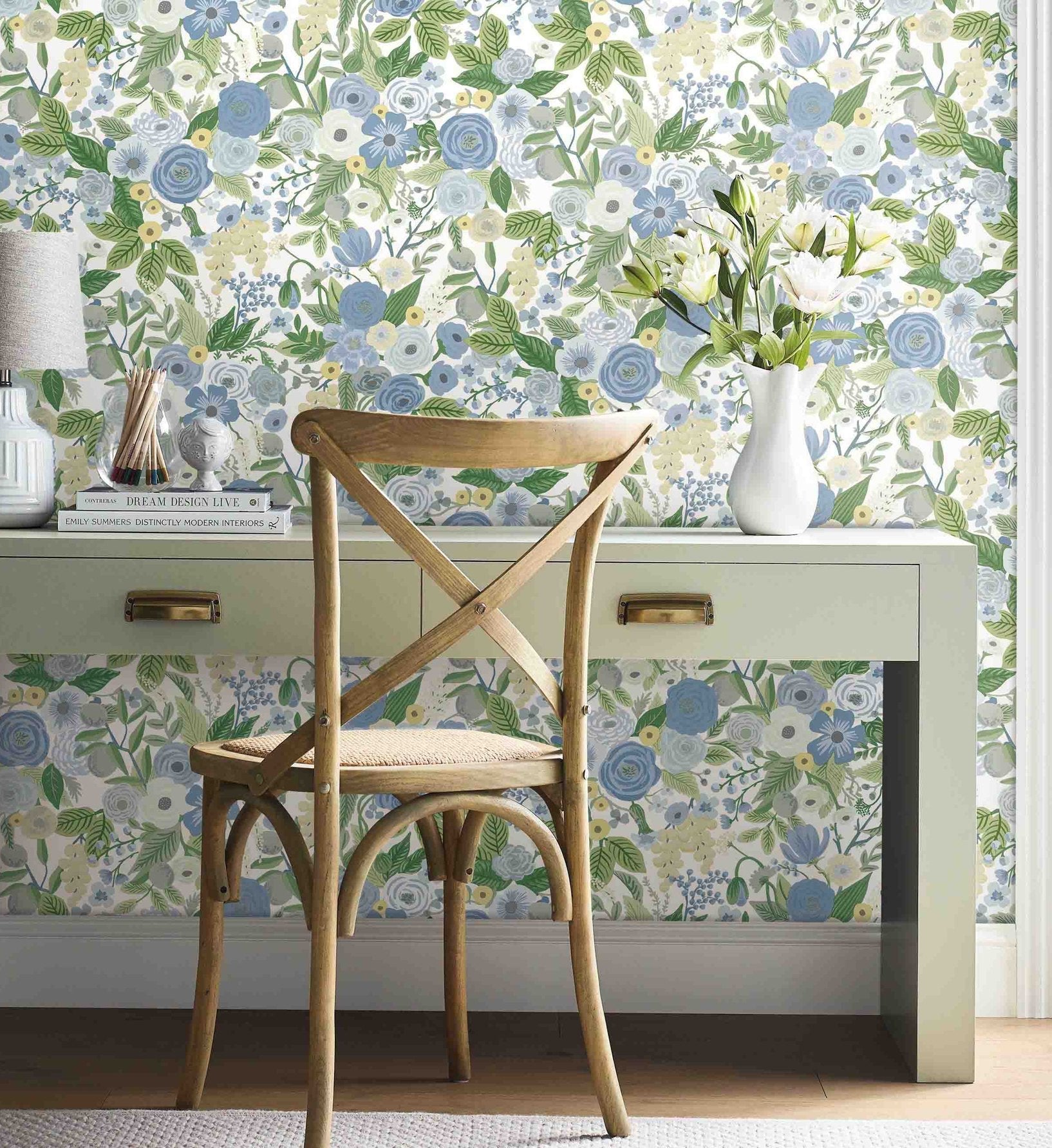 Cloverpaperco™ - Garden Party Peel & Stick Wallpaper - Blue & Green