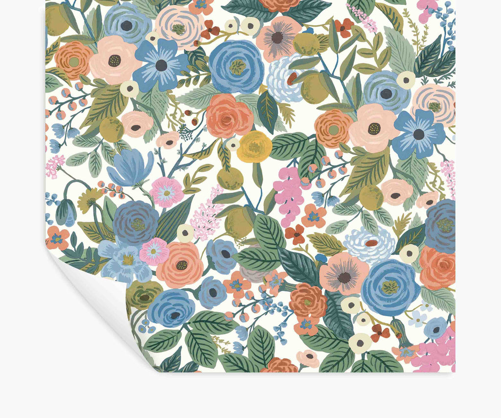 Cloverpaperco™ - Garden Party Peel & Stick Wallpaper - Cobalt Multi