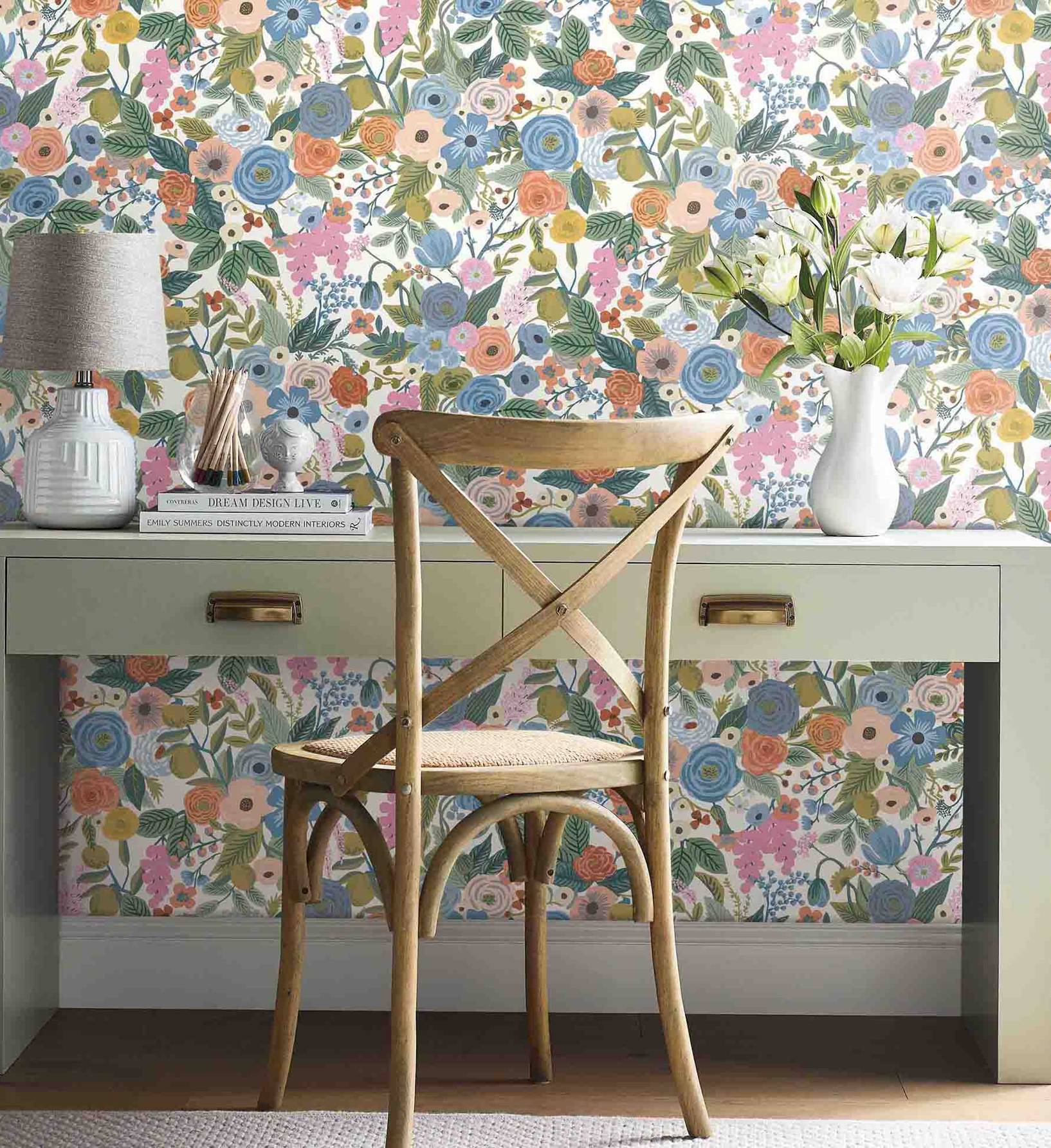 Cloverpaperco™ - Garden Party Peel & Stick Wallpaper - Cobalt Multi